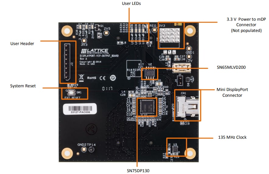 Lattice Semiconductor DisplayPort VIP Output Board